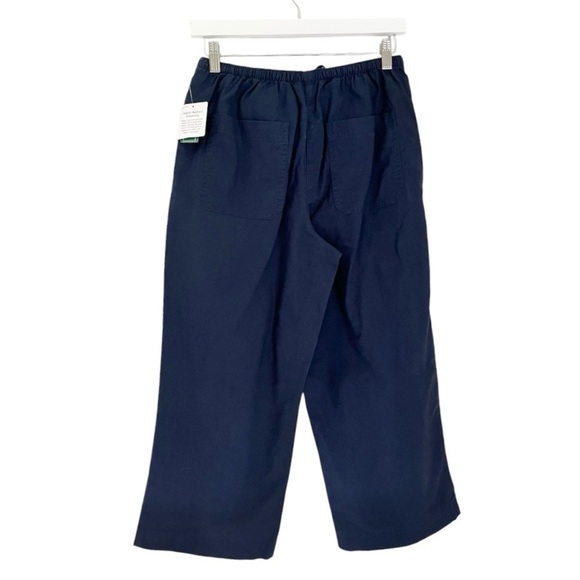 NWT L.L. Bean Women’s Sunwashed Canvas Crop Pants Drawstring Navy Blue XS Petite - Picture 2 of 9